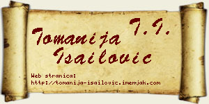 Tomanija Isailović vizit kartica